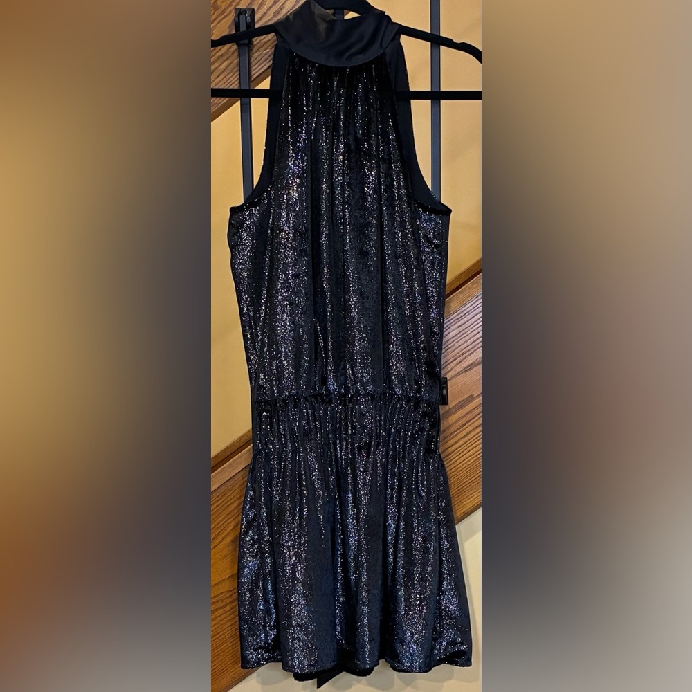Ramy Brook Dress Velvet Lori Halter Neck Elastic Waist Mini SZ. Xsmall  NWT